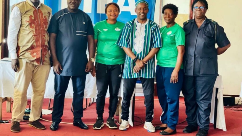female referees and youth referees at the Presidential Lounge of the Siaka Steven Stadium in Freetown