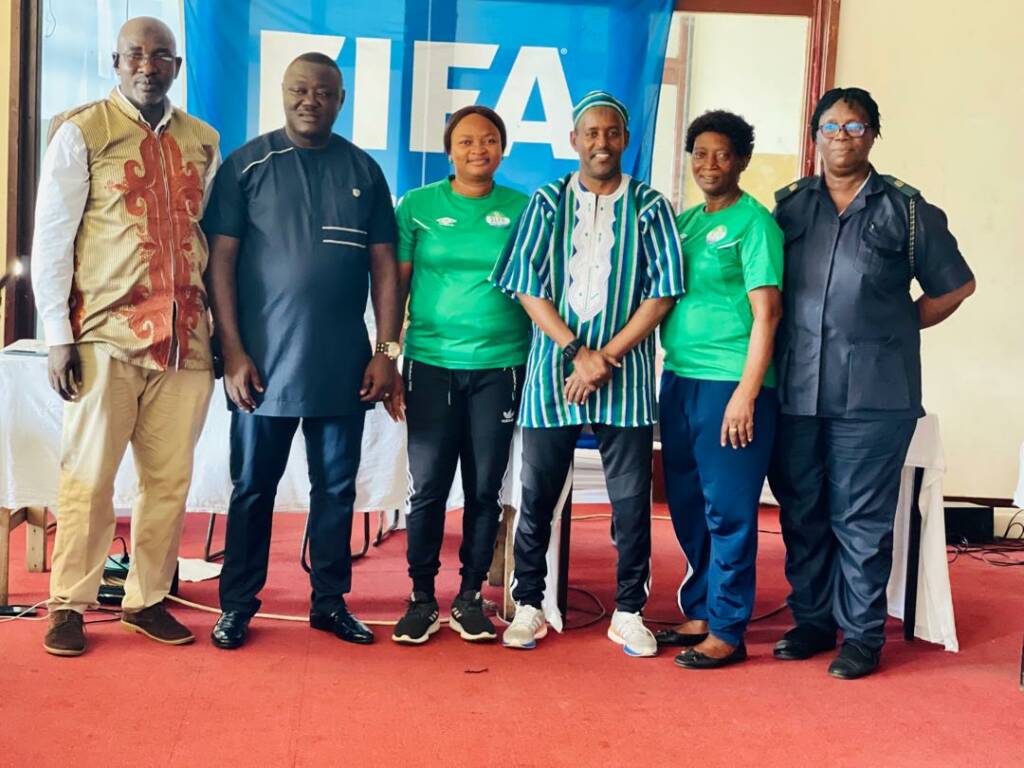 female referees and youth referees at the Presidential Lounge of the Siaka Steven Stadium in Freetown