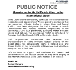 Sierra Leone Football Officials Shine on the International Stage